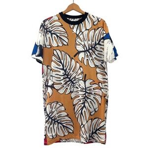 Adidas x Farm Rio Pineapple Palm Leaf Monstera T-Shirt Dress Red Women Medium
